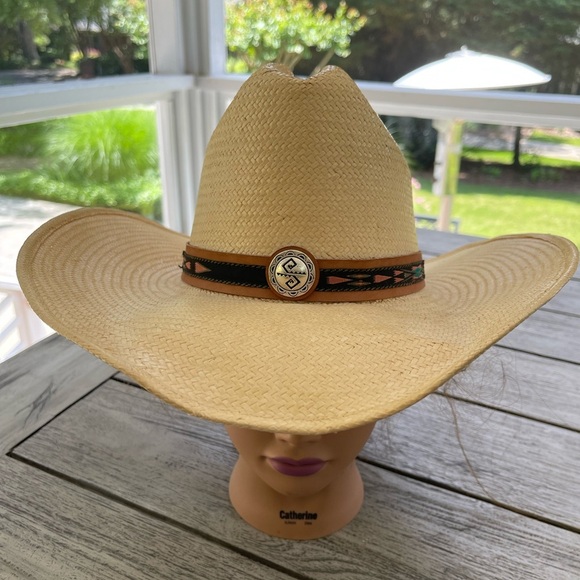 Riverbend Bangora Straw Cattlemen Tan Western Style Hat Size Small - Picture 1 of 8
